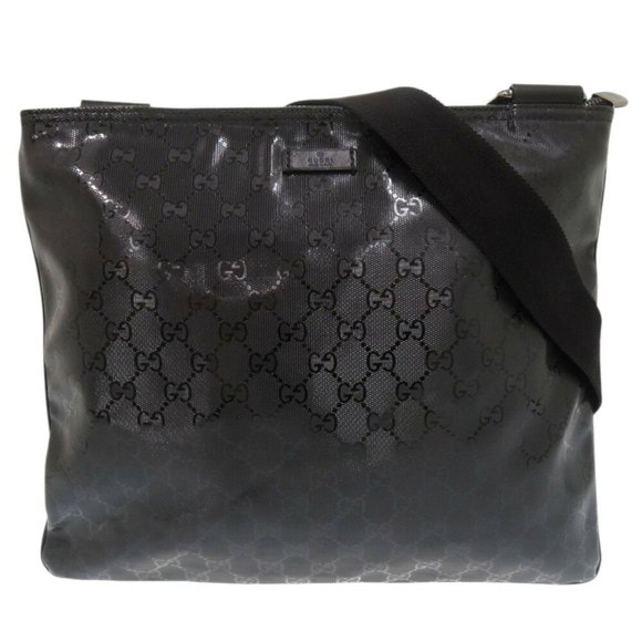 Gucci GG Imprime 201446 PVC Leather Black Shoulder Bag 1327GUCCI - Picture 1 of 10